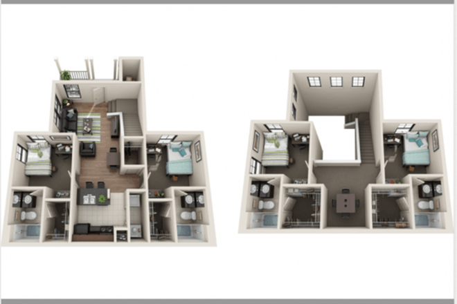 This image shows the full plan of the apartment. - 2818 Place Apartments Apt 115