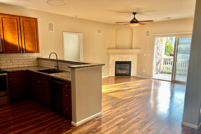 Living Area and Kitchen - 2-bedroom, 2-bath Lowry Condo