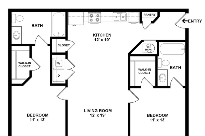 Two-Unit Floorplan, you’ll get room on the right - Campus Pointe Apartments