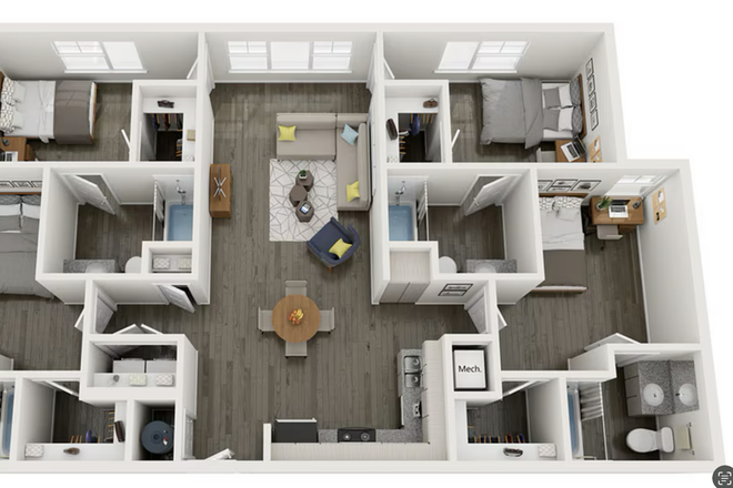 Layout - Union 4-bedroom Apartment