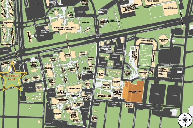 CAMPUS MAP - 27-28 Huge Next to Campus Home, Walk to Class - 2.5 Baths, Dead End, Large Bedrooms + Storage