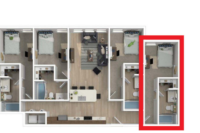 Floorplan for D1 Unit - Alsander GNV Apartments