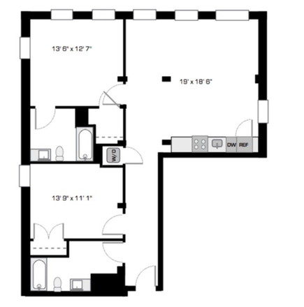 Floor Plan - Looking for roommate - Mission Hill 2B 2 Bath