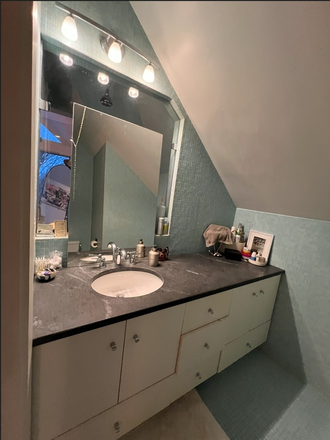 Bathroom sink & Vanity with lots of storage - Light-Filled Loft: 3 Skylights, Private Bathroom & Your Own Floor