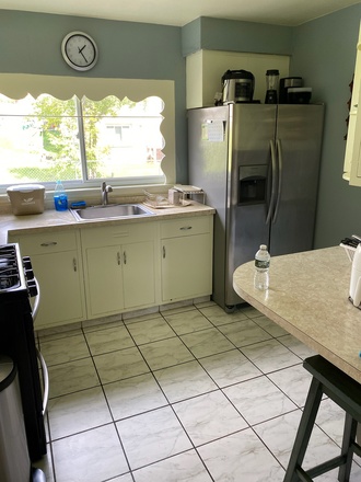 Kitchen- Refrigerator, Stove/Oven, Microwave, Toaster, Air Fryer - Furnished House for Rent- 5 bedrooms, 2 full baths, laundry, High Speed internet