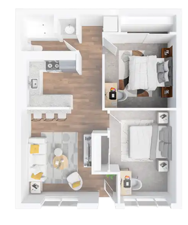 Bedroom highlighted, Floor plan of the apartment - The Lodge Complex, 8 minutes walking from campus, Looking for a roommate asap (girl) Apartments