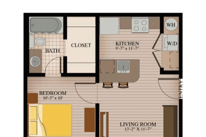 Floor plan! - 1 bed/1 bath at Logan Square! Convenient to campus and Downtown Auburn! Apartments