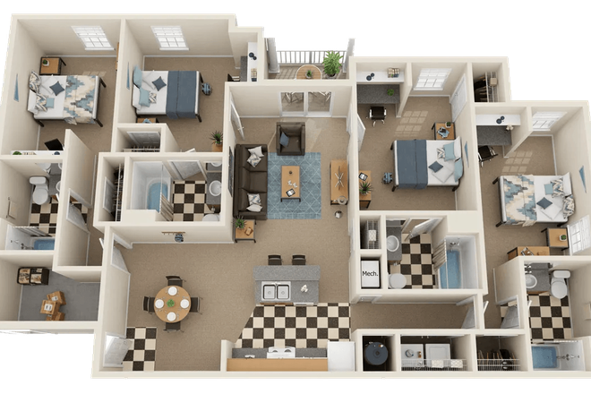 Floorplan - Eagles Landing Apartment (1 Bed/1 Bath)