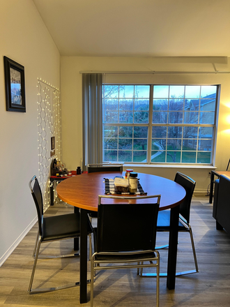 Dining area - THE BRYN Apartments, the bus stop is right infront of the building.
