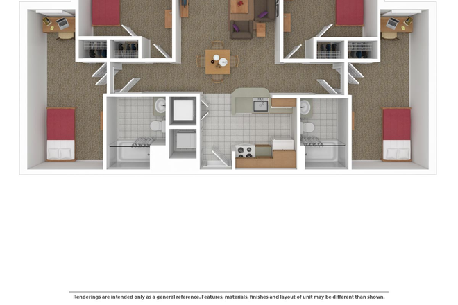 Floor plan 4x2 - University Commons 1, On-Campus Apartments