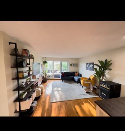 Living room with a patio - 2bd Apt in Medford Square