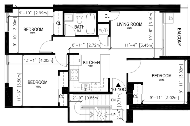 Floor Plan - 3 Bed Apartment in Soldiers Field Park - Short-Term Sublease (Mid-July to Mid August)
