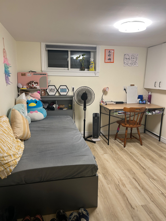 Inside view after entry - Furnished bedroom with mini fridge across from UTSC campus. Utilities incl. Laundry avail. House