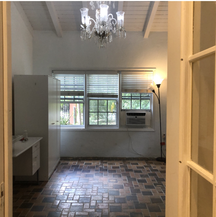 Large Bedroom with closed view to street and garden - Your Private Studio Apartment designed for a student's lifestyle. Top Miami Neighborhood