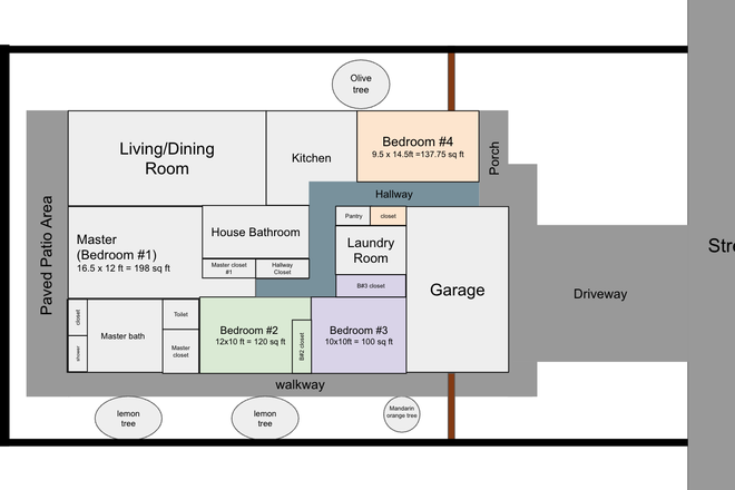 House Layout - 3 single-occupancy bedrooms available - Moraga neighborhood House