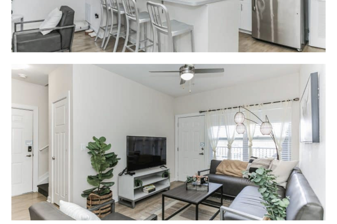 Kitchen and living room - Copper Social Apartments, close to campus