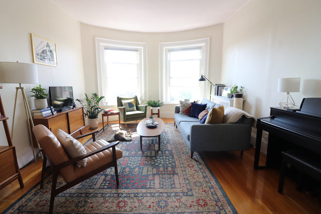 living room - Sunny Brookline Gem Steps Away from MBTA Green Line for 2/15 Apartments