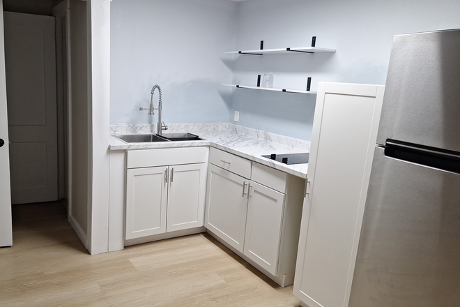 Kitchen- new 2 burner stove, new cabinets, fridge. Large sink, pantry - Hourglass District 1/1 Available now Triplex