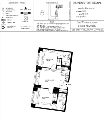 Harvard approved floor plan showing the room dimensions - One Western Avenue, on Harvard Business School Campus