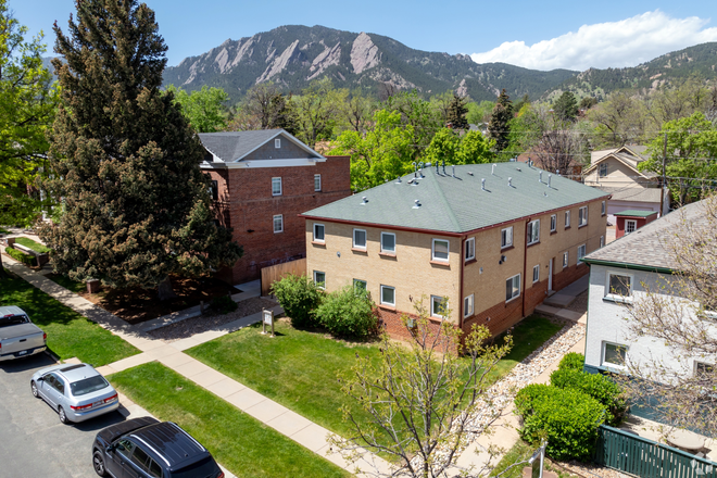 View of front of building and flatirons - 955 16th St. - spacious and bright 1-bed/1-bath