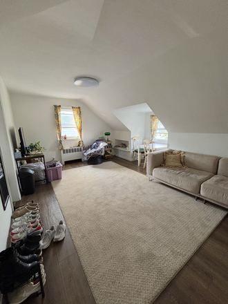 Living room! Can always be re-arranged! The room to be shown is behind this photo - 1 Bedroom for rent in a shared house. It is a upstairs unit, this bedroom is off the living room Lo