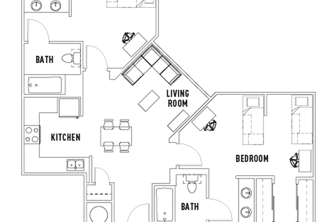 Living space - bottom right will be subleased - Plaza Verde 1 Summer Sublease