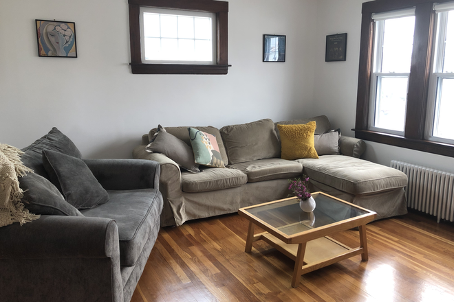 Living Room, has 50 inch tv/YouTube TV - Fully Furnished 3-Bed Brighton Apt - All Utilities Included - Recently Renovated with Central Air