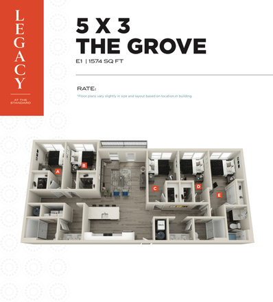 This is the floor plan of the entire apartment. The virtual tour will give you a great idea of what the apartment looks like. - Legacy at the Standard
