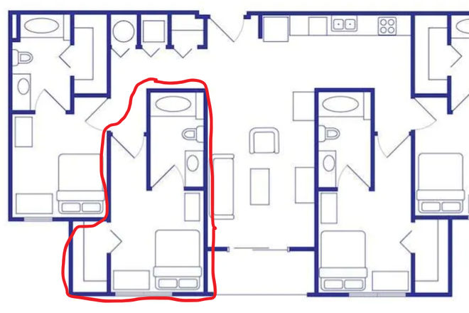 Circled room is the available room - Alight Gainesvlle