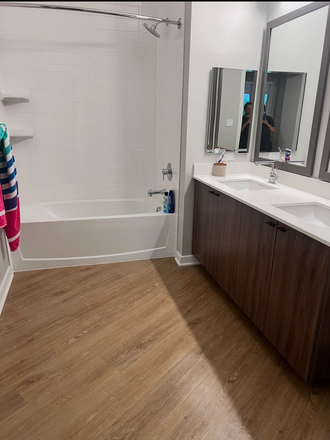 Double Sink Private Bathroom with Bathtub - Furnished room in shared apt-Terhune Rd-Princeton
