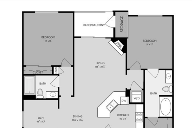 Master bedroom (right), den (left corner) - Regents La Jolla Apartments