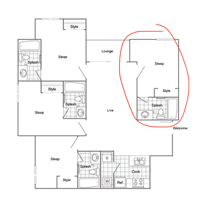 4 bedrooms, 4 baths, 1 balcony, kitchen, living area, laundry room, pantry - The Social