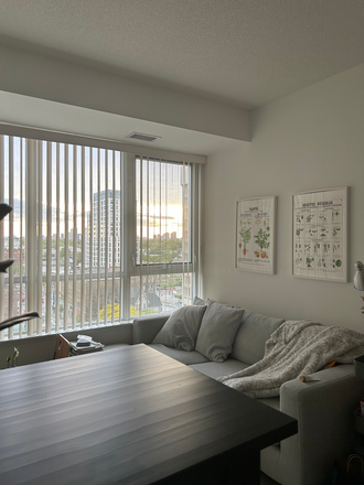 Living Room - fully furnished - 1 Year Old Condo right next to UofT|| 1 Den with Shared Bathroom, Living Room, Kitchen