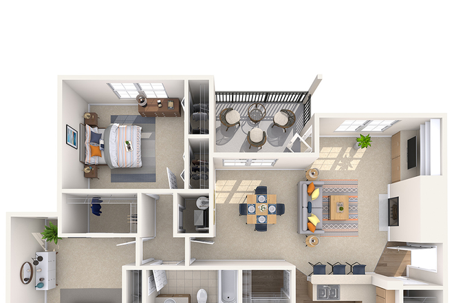 Main Floor Plan. Bottom left room with bathroom and closet - Bell Kennesaw Mountains 2bd/2bath (1 room available)