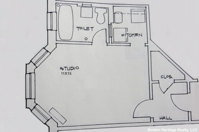 Floor Plan - NO FEE - Studio Apartment on Huntington Ave. for June 1st - GRAD STUDENT