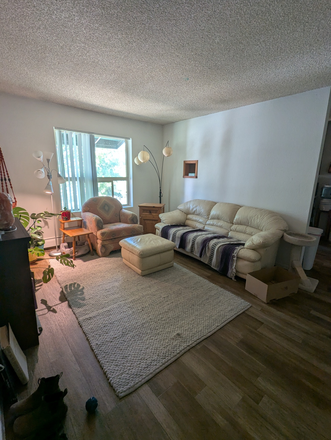 Living Room with current roommate's furniture shown - Aspen Leaf Apartments: PRIVATE Bed and Bath for Rent
