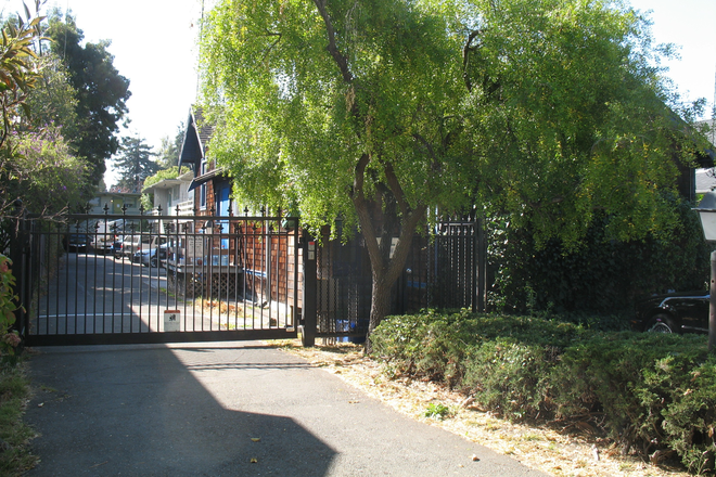 street view  at gate - Furnished apartment , in gated  garden setting,  walk to BART,  Bike trail to UC