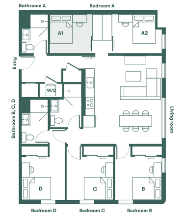 Bedroom A1 - ōLiv Highland Apartments