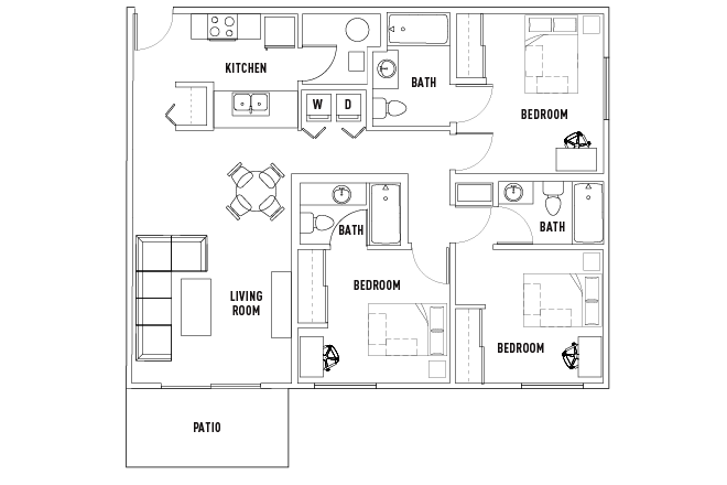 Floor Plan; I can send pictures of our specific unit if you are interested! - Aggie Station Apartments