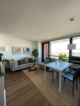 View of living room from bedroom hallway - Summer Sublet – Furnished 1BR in Soldiers Field Park (Luxury Building, Steps from HBS) Apartments