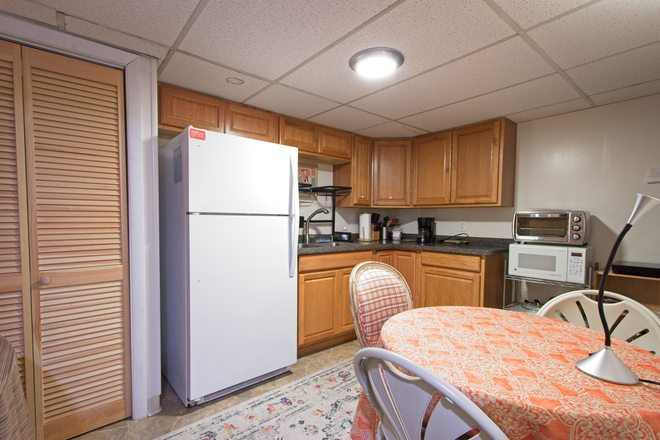 KITCHEN TABLE, FRIDGE - Comfy furnished one-bedroom apartment in private home with private bathroom and kitchen