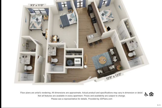 Floor Plan, Rightmost Room - The Varsity College Park, 1 bedroom + bathroom in a 3x3 unit, move-in date negotiable Apartments