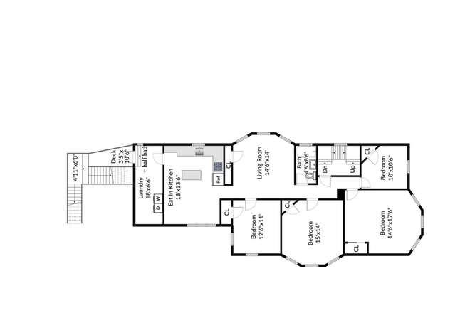 layout of unit rooms - 3 BR, one bath 2nd floor furnished apartment, nr. Union Square, near Gilman Square. MBTA station