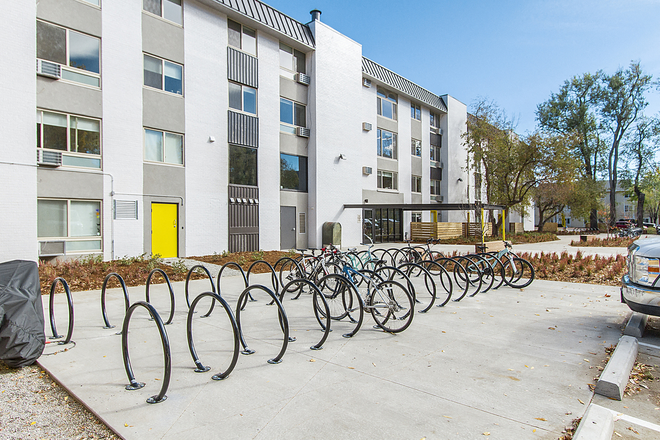 Exterior of Building with Bike Racks - 2121 Canyon Apartments