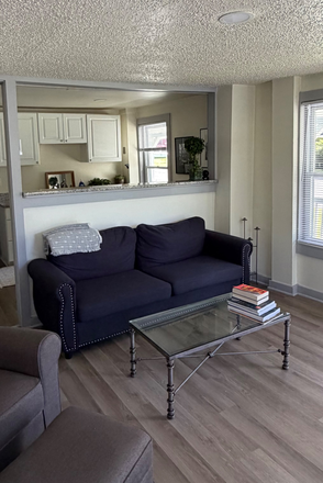 Living room with queen pull out sofa - UConn 1BR Sleeps 4 by Nye-Holman State Forest & Willimantic River Fishing Condo