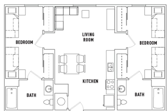 floor plan - Plaza Verde II, 15 minute walk to campus