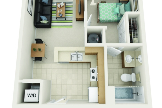 Floor plan of 1 Bed / 1 Bath - The Everson