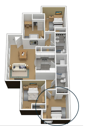 Floor Plan - 4B/2B - The Courtyards at University of Maryland