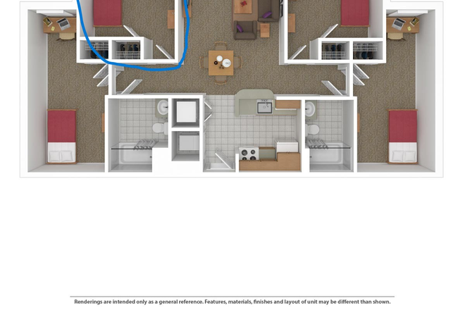 Floorplan with your room - Room in a 4x2 in South Campus Commons 4 Apartments