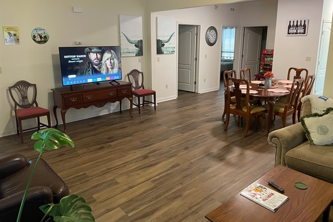 Furnished Main Living Area - Furnished 3BR Home Near Duke | Office, Fiber Wi‑Fi & Fenced Yard